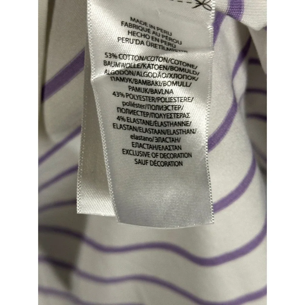 Polo Golf Ralph Lauren Polo Shirt Mens L White Lavender Stripe Short Sleeve